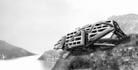 L'hôtel repose sur un cadre fixé à la falaise et donc suspendu dans le vide, offrant un panorama parfait.